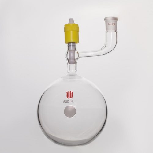 欣维尔SYNTHWARE 带侧口球型溶剂储存球瓶 新型8mm高真空四氟阀