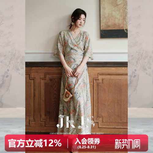 JKJS复古港风人丝羊毛连衣裙