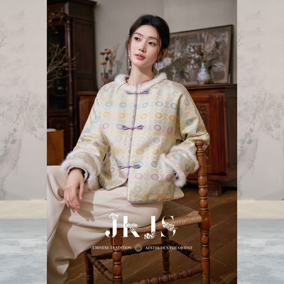 JKJS金丝提花棉衣盘扣女装