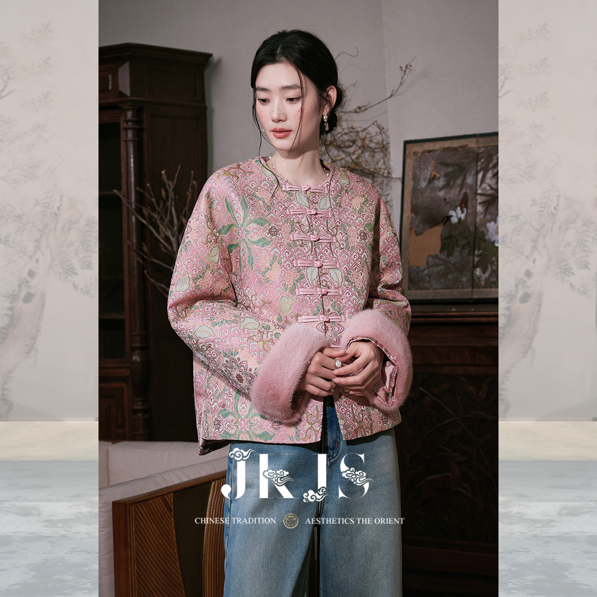 JKJS盘扣棉衣新中式羊毛填充