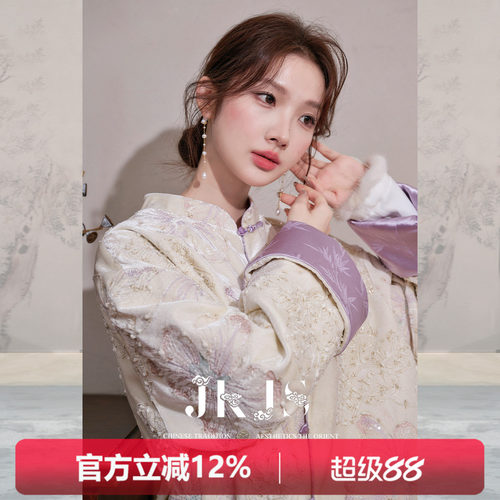 JKJS满版刺绣丝绒外套女