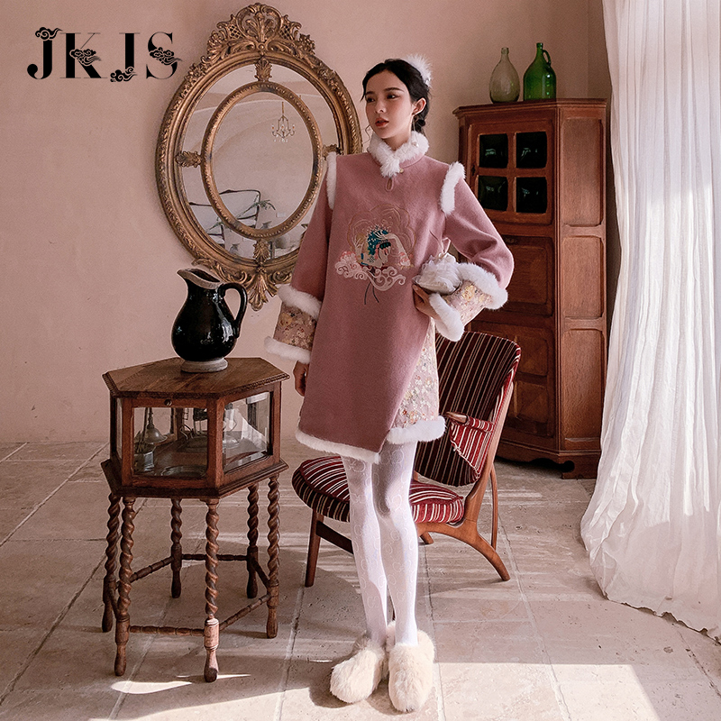 少女加厚拜年民国改良版旗袍