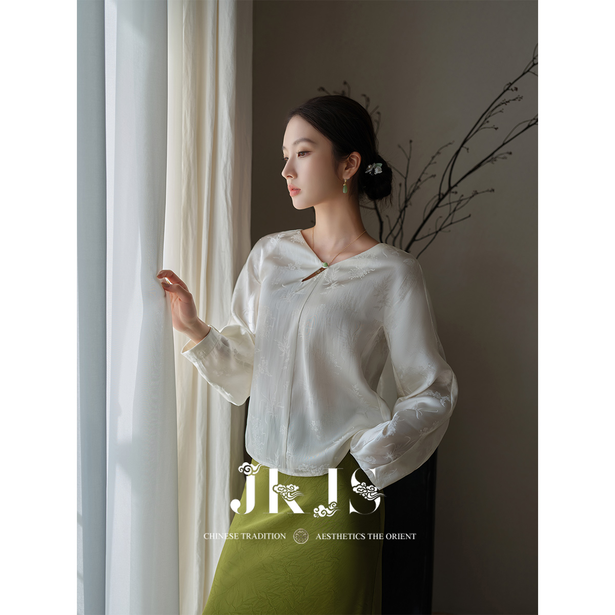 JKJS新中式白色衬衫女