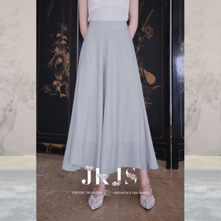 留雾 女高腰垂感夏季 JKJS 醋酸天丝阔腿裤 子 薄款 休闲宽松裤
