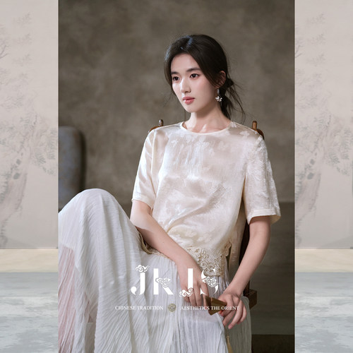 JKJS醋酸提花短袖t恤女2026新款