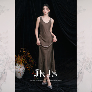 气质桑蚕丝裙子吊带背心长裙 真丝丝绒连衣裙无袖 JKJS 浮光掠影
