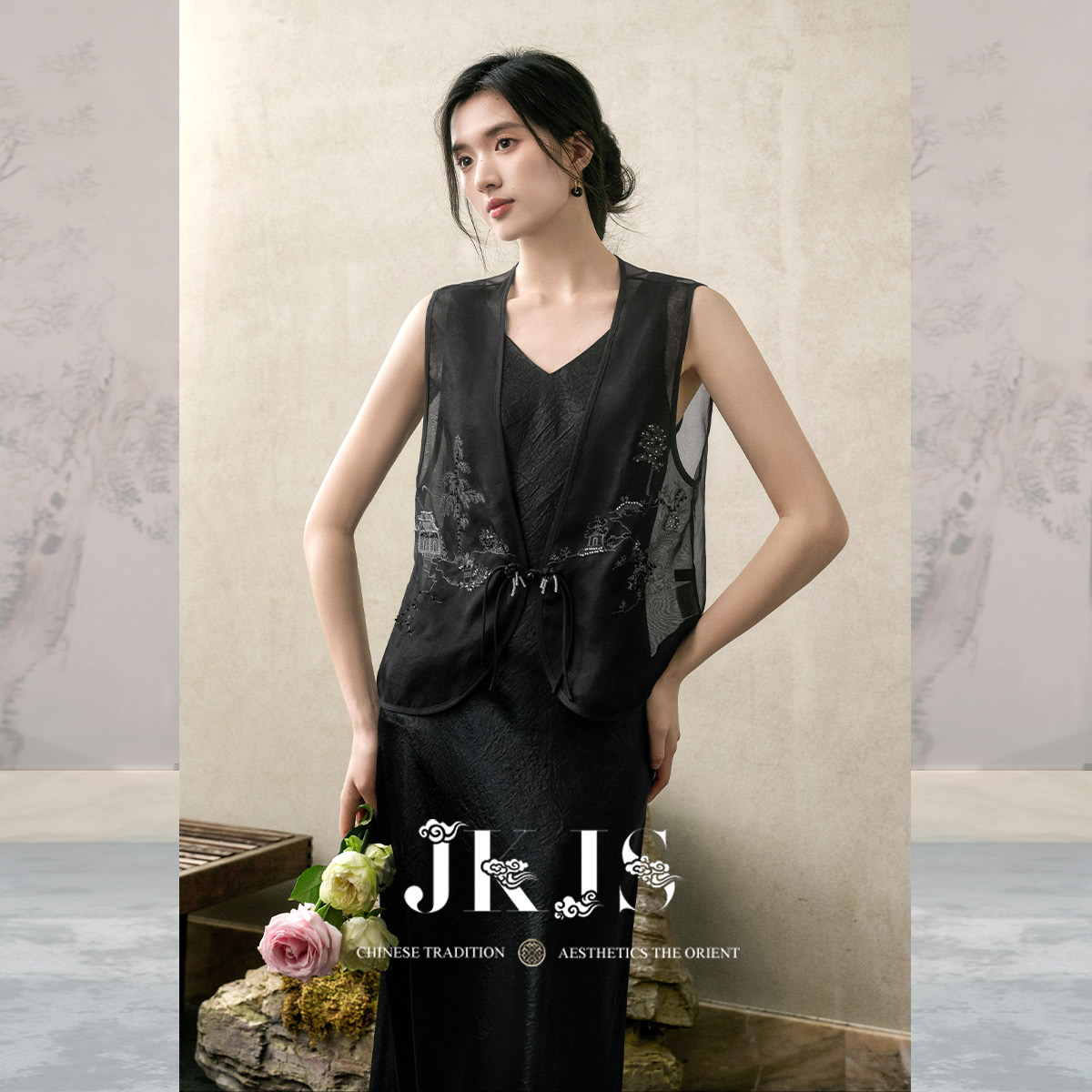 JKJS】真丝马甲薄款新中式