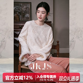 JKJS 刺绣打底内搭上衣新中式 丝丝意 水貂毛打底衫 水溶蕾丝满版