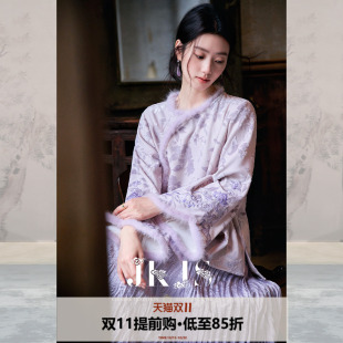 JKJS【烟笼月】水貂毛新中式厚外套女2026新款冬加绒内里国风上衣