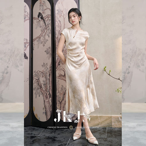 JKJS人丝亚麻新中式连衣裙