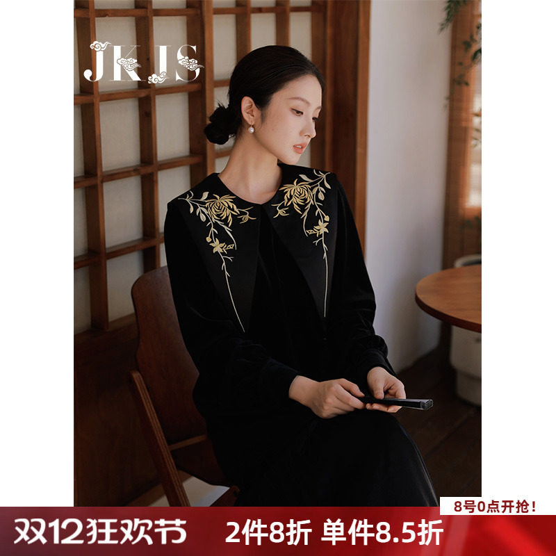 JK＆JS重工刺绣旗袍中国风连衣裙