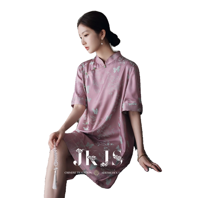 JKJS新中式旗袍直筒连衣裙