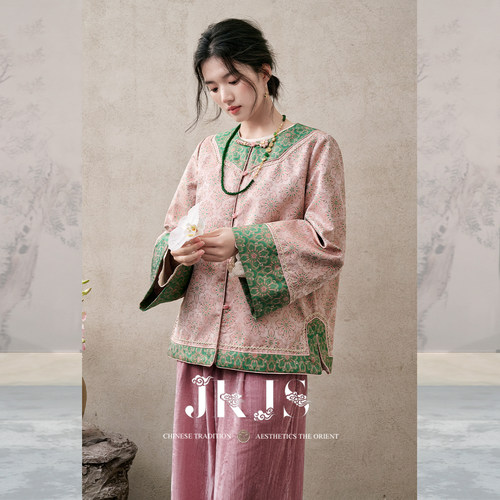 JKJS【无尽夏】定制提花新中式秋季女士外套氛围感穿搭长袖上衣女