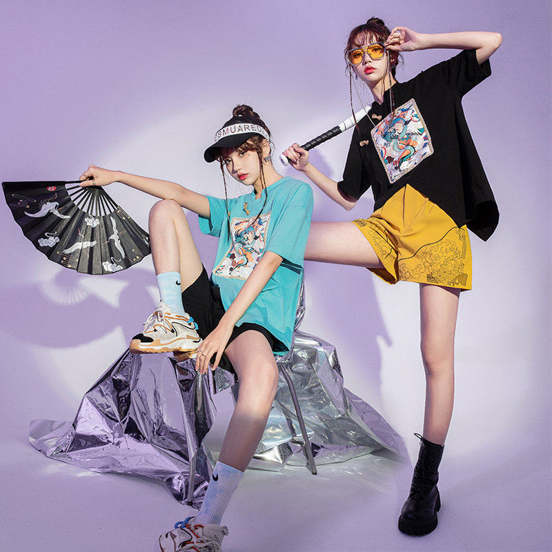 汉服女夏改良旗袍国潮t恤短袖中国风夏季女民国盘扣唐装古风上衣