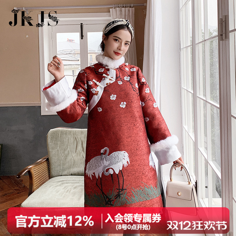 旗袍中式国风过年喜庆女装连衣裙