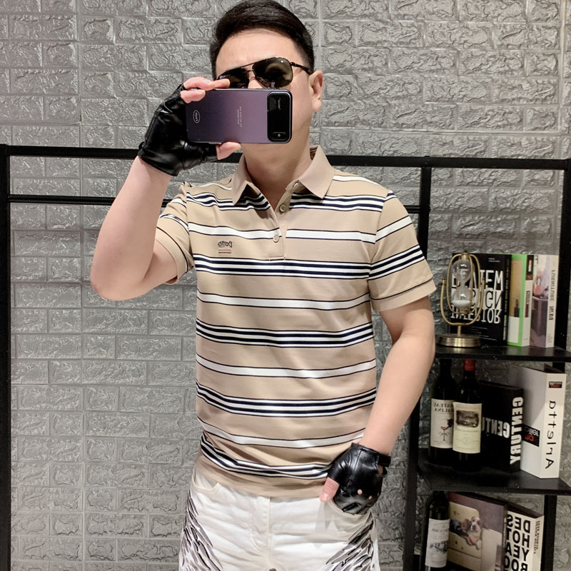 25欧洲站新款短袖修身翻领POLO衫