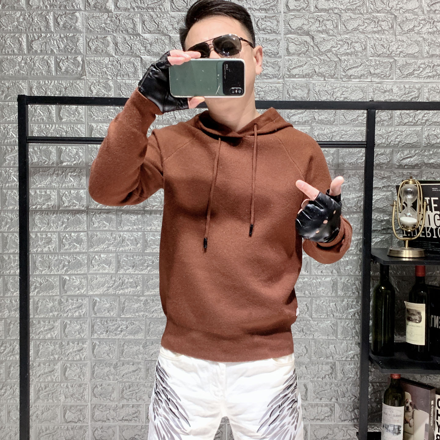 2025新款毛衣男修身连帽针织衫时尚高端潮流打底衫上衣男装秋冬款