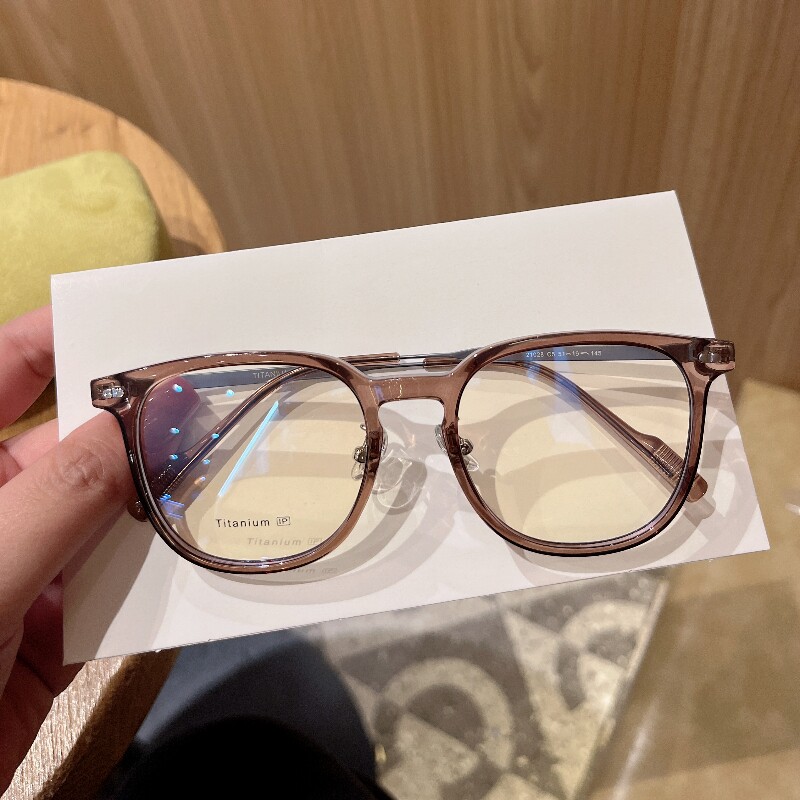 纯方钛多边形气质超轻网红女款近视眼镜框配度数眼镜架金属细框男