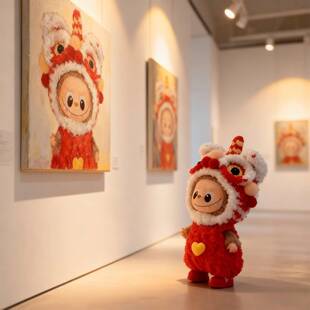 labubu4代新年醒狮娃衣迷你版拉布布4.0衣服心底密码公仔配饰套装