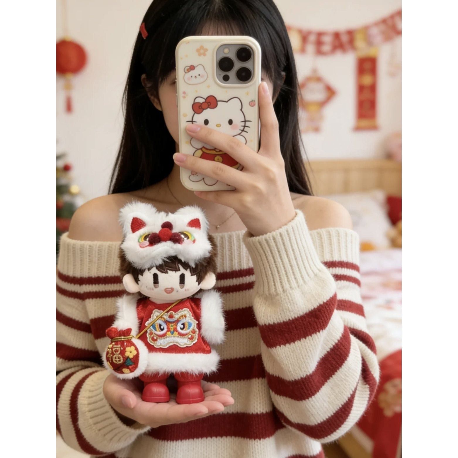 10cm正常体棉花娃娃周可可娃衣拜年服2026年新年衣服醒狮红色套装,模玩/动漫/周边/娃圈三坑/桌游,棉花娃娃/毛绒玩具娃衣,淘宝优惠券,粉丝福利购,淘宝优惠卷