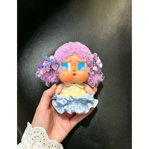 一起冲浪娃衣crybaby哭娃衣服度假搪胶15cm毛绒公仔紫花钩织套装