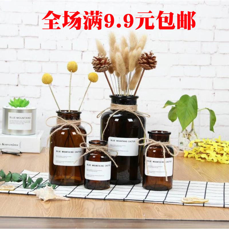欧式风玻璃透明水培摆件小花瓶