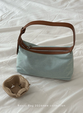 ROSSY BAG 复古牛仔饭盒包 百搭休闲手提单肩腋下包包女通勤手拎