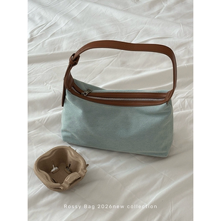 ROSSY BAG 复古牛仔饭盒包 百搭休闲手提单肩腋下包包女通勤手拎