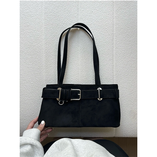 韩系复古小众单肩包包女秋冬休闲百搭 磨砂麂皮腋下包 ROSSY BAG