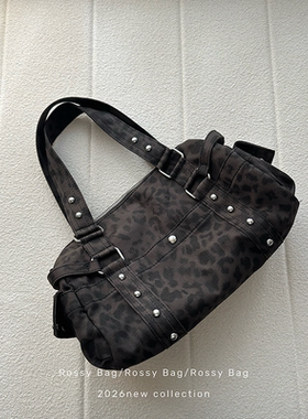 ROSSY BAG 复古豹纹枕头包 小众百搭休闲手提单肩斜挎包包女潮