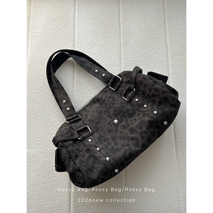 ROSSY BAG 复古豹纹枕头包 小众百搭休闲手提单肩斜挎包包女潮