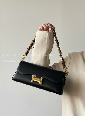 ROSSY BAG 黑金高级感链条腋下包 小众百搭简约纯色单肩斜挎包包