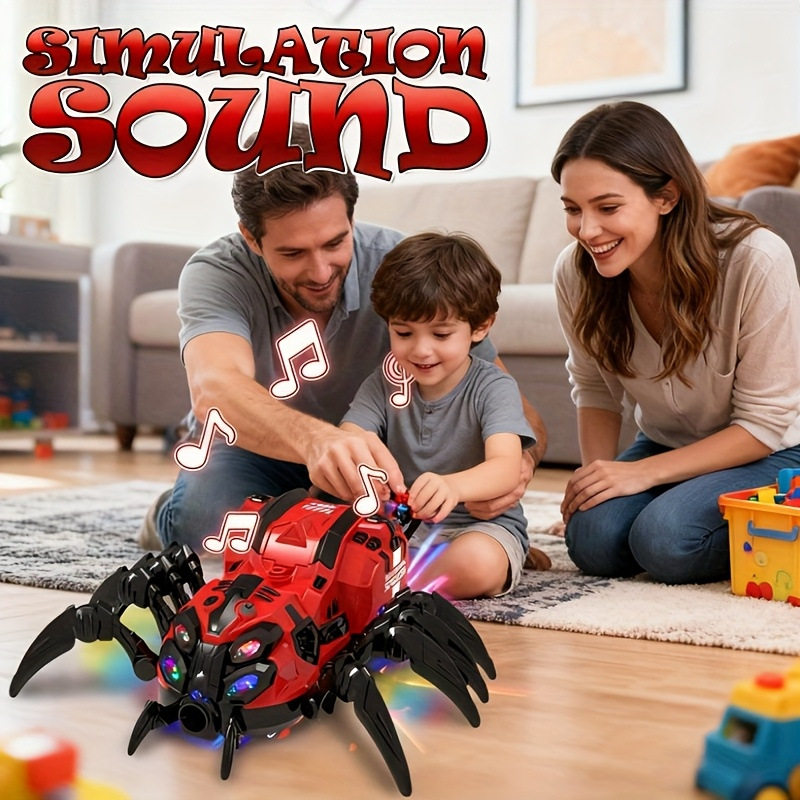 新款红蓝声光机械蜘蛛电动灯光音乐仿真蜘蛛机器人儿童玩具礼物,玩具/童车/益智/积木/模型,电动/遥控动物/人物,淘宝优惠券,粉丝福利购,淘宝优惠卷