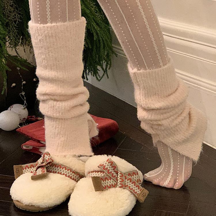 cnorahk 微喇叭针织堆堆袜套复古雪地靴腿套叠穿小腿袜加厚保暖