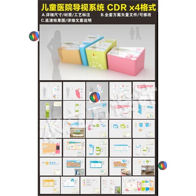 高端整套儿童医院导视系统设计医院标识牌指示牌科室牌CDR素材