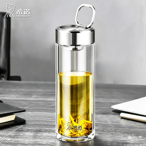 希诺带提绳便携单层泡茶玻璃杯
