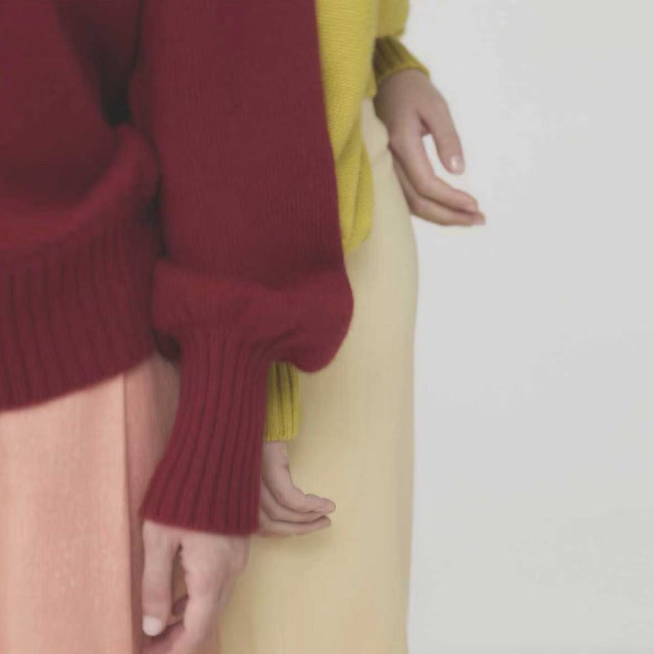 humoresque100%羊绒套头红色毛衣