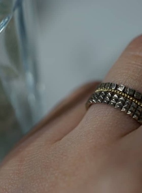 noguchi手工金字塔型立体戒指女