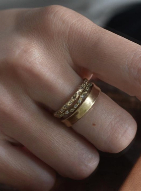 noguchi复古14K镀金素圈戒指女