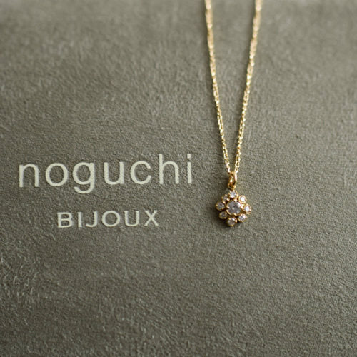 noguchi复古法式小花形钻石项链