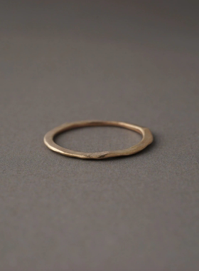 noguchi复古扁平不规则素圈戒指