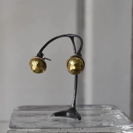 noguchi素金半圆弧形圆球耳钉