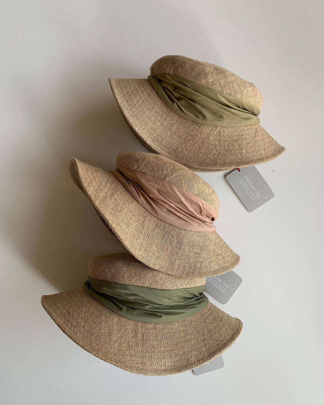 包税包邮日本代购mature ha22春夏新品通勤百搭亚麻宽檐遮阳帽女
