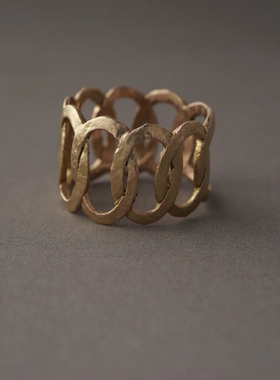 noguchi手工制圆弧镂空复古戒指