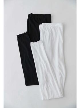 包税包邮日本humoresque上质细腻纯棉薄款白色高腰打底裤