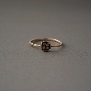 noguchi职人手工4粒棕色钻石镶嵌小方块戒指女款 日本代购 包邮 包税