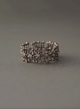 包税包邮日本代购noguchi25春夏新宽锁链钻石镶嵌戒指Tsubu#1267