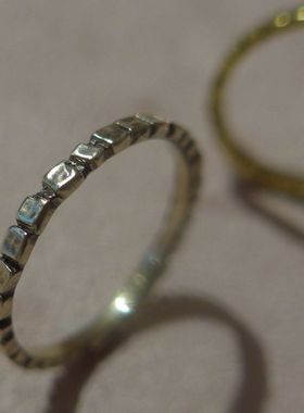 noguchi职人手工小方块复古戒指