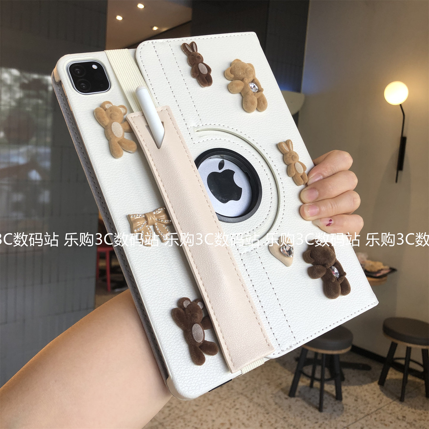 立体公仔360旋转皮套适用ipad11代保护套pro11带笔槽10.2寸苹果air8/7平板10.9翻盖a16卡通mini567支架防摔壳