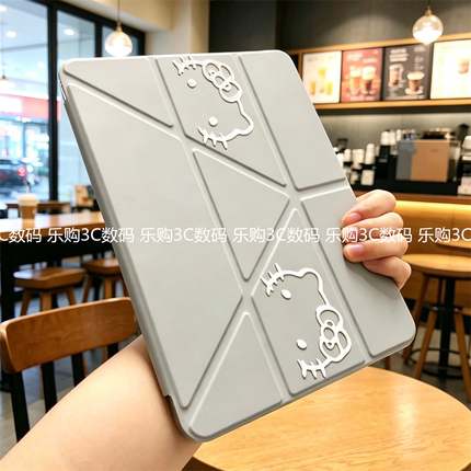 可爱浮雕3+Y折叠横竖支架iPad11保护套A16翻盖2026新款第10代Air654适用M345苹果10.2寸9.7笔槽ip7/8/9防弯壳